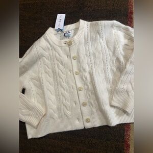 Wool Blend Cable Knit Cardigan NWT
